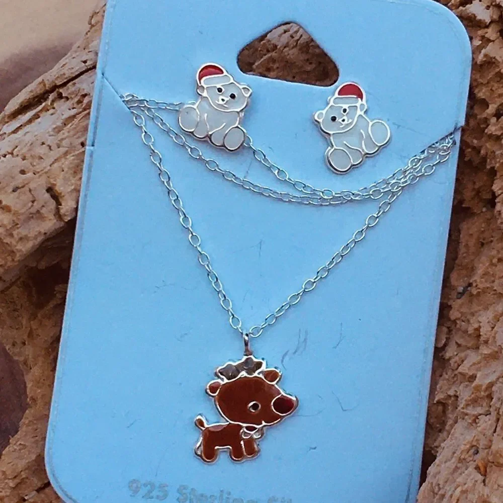 Children’s Christmas reindeer holiday jewelry set